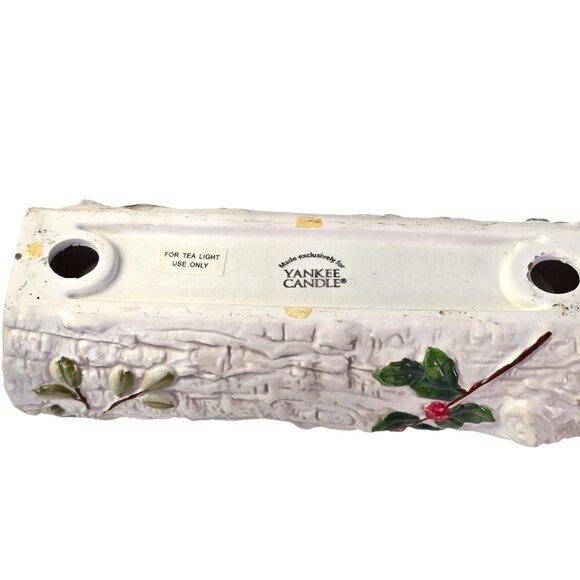 Yankee Candle Birch Log Tea Light Holder 3 Cup Holly Berry Winter Christmas Xmas - Picture 8 of 11